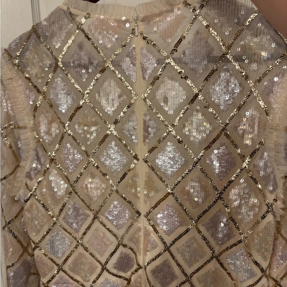 Needle & Thread Sequin Diamond Gown in moonscape - Picture 4 of 5